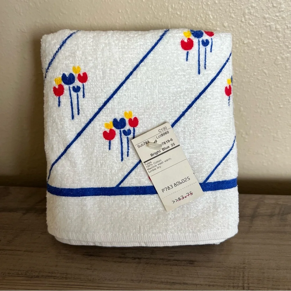 Vintage Cecil Saydah Screen Prints Kitchen Hand Towel 1984 Tulips New Old Stock